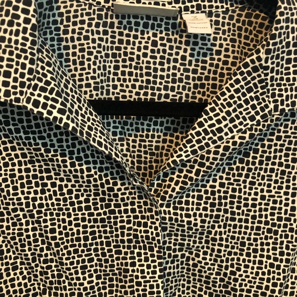 ❤️ 3 for $32/ Chico’s Size 3 Pattern No Iron Button Down Cotton Shirt - Picture 2 of 5